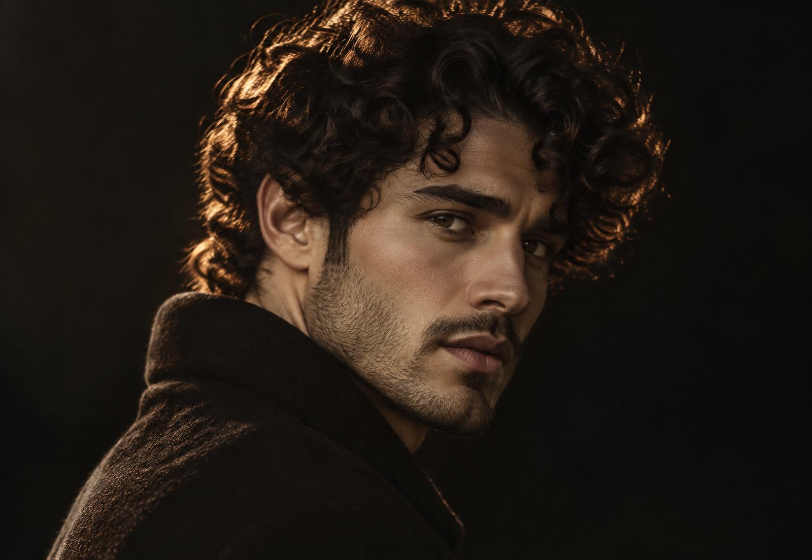Man with healthy-looking defined curls in warm light